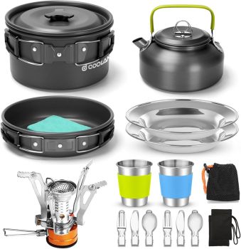 Odoland 16-Piece Camping Cookware Mess Kit