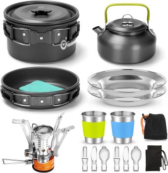 Odoland 16pcs Camping Cookware Set