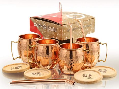 Copper Cure Pure Copper Hammered Mugs