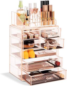 Sorbus Acrylic Cosmetics Makeup and Jewelry Storage Case Display