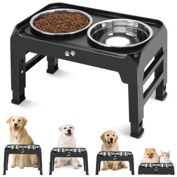 URPOWER Elevated Dog Bowls 4 Height Adjustable Raised Dog Bowl Stand