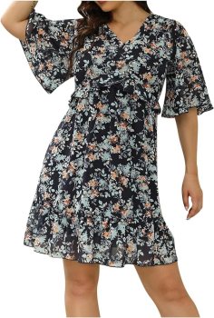 ZESICA Chic Floral Wrap Dress
