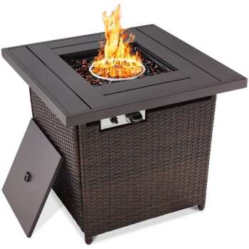 Best Choice Products BCP Wicker Fire Pit Table