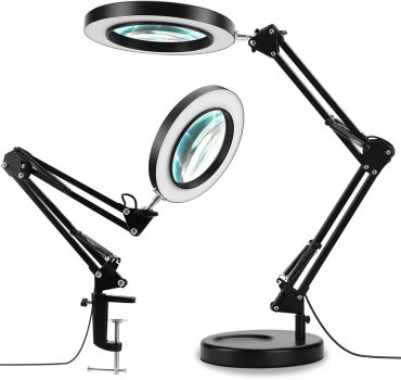 LANCOSC Magnifying Glass with Light and Stand