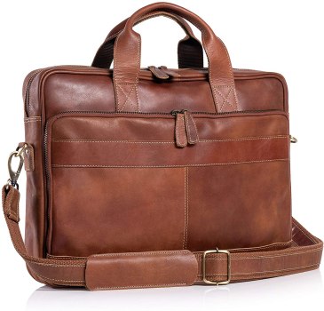 KomalC 16 Inch Leather Messenger Bag