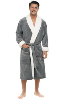 Alexander Del Rossa Men's Plush Fleece Bathrobe