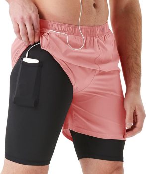 TENJOY Men's 2 in 1 Running Shorts