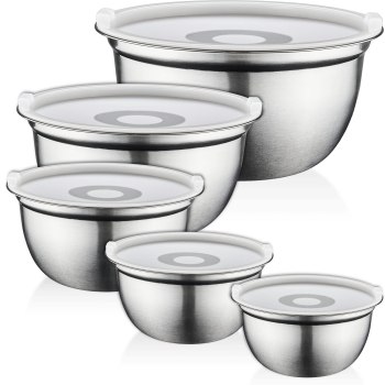FineDine Stainless Steel Mixing Bowls with Lids
