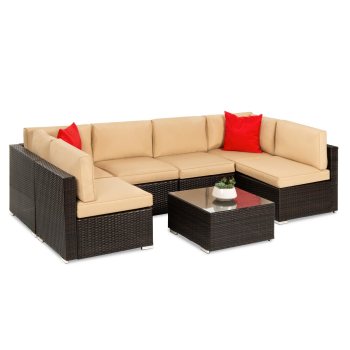 Best Choice Products 7-Piece Modular Sectional Wicker Sofa Set