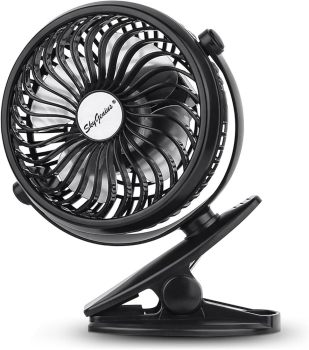 SkyGenius Battery Operated Clip-On Mini Desk Fan