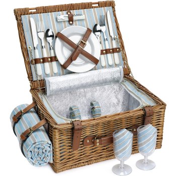 HappyPicnic Deluxe Picnic Basket for 4
