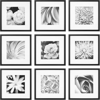 Gallery Perfect 9 Piece Black Square Photo Frame Gallery Wall Kit