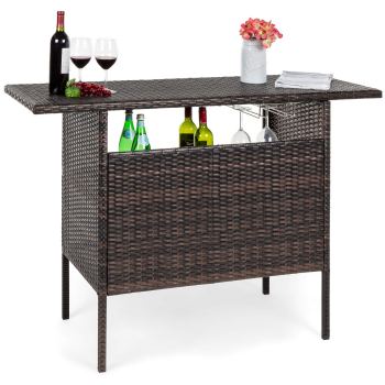 Best Choice Products Wicker Bar Counter Table