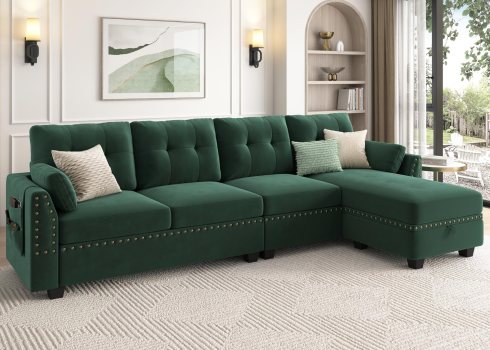 HONBAY Leather Sectional Sofa