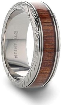 Thorsten Koa Wood Inlay Titanium Ring