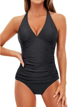 Holipick Women's Tankini Swimsuits Two Piece Ruffle Flounce Top